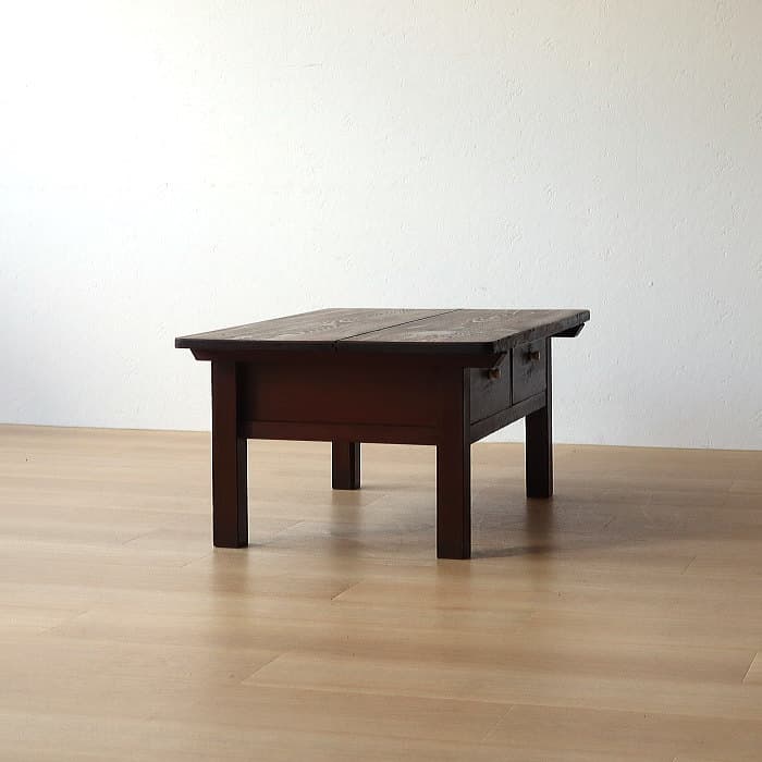 アンティーク 引き出し2杯 スギ材 文机 古家具 無垢材 ダークブラウン