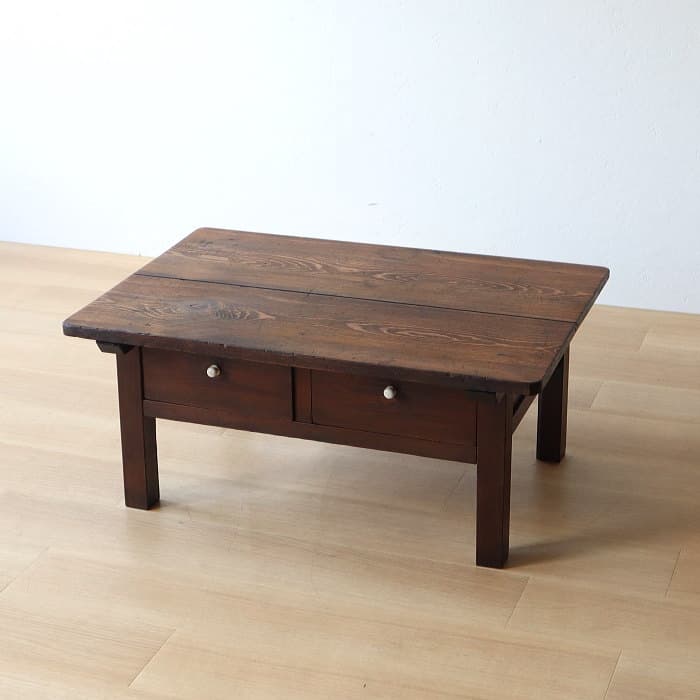 アンティーク 引き出し2杯 スギ材 文机 古家具 無垢材 ダークブラウン