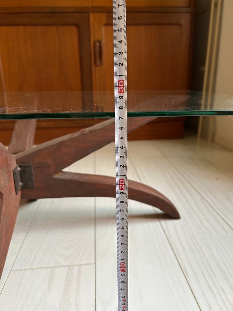 ビンテージ　ガラス天板 カフェテーブル