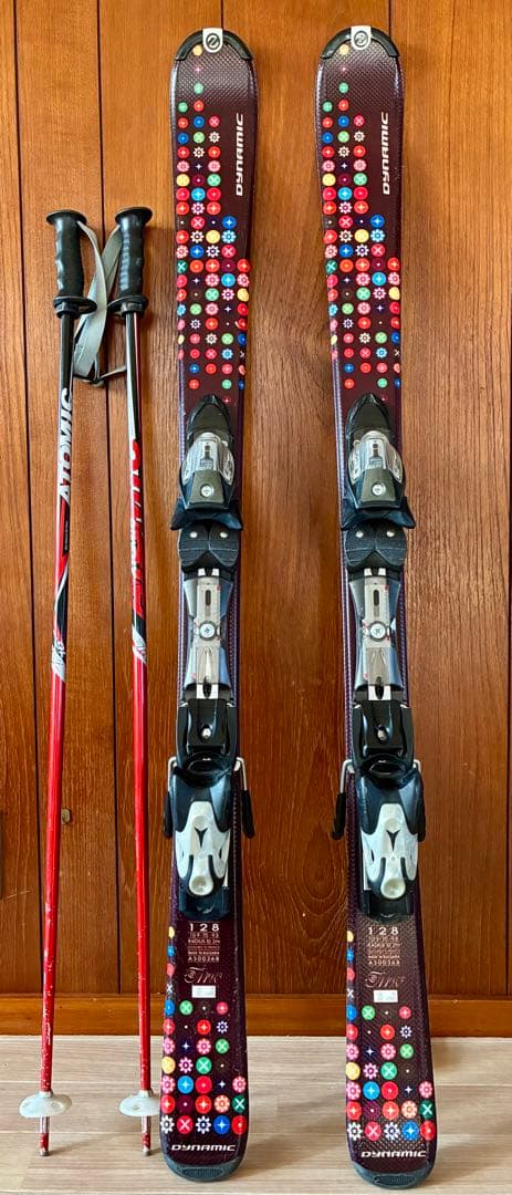 DYNAMIC ミッドスキー 128cm&収納ケース付き&ストックセット