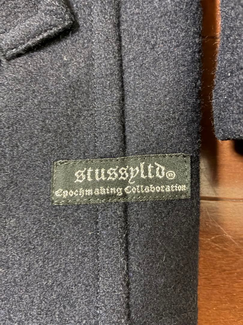 2006年STUSSY GOREウィンドストッパーPコートL濃紺 金ボタン