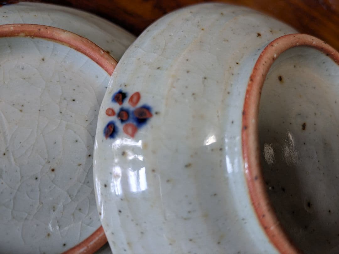 イムサエム　ウサギ手作り青い花模様皿2枚セット　市野吉紀