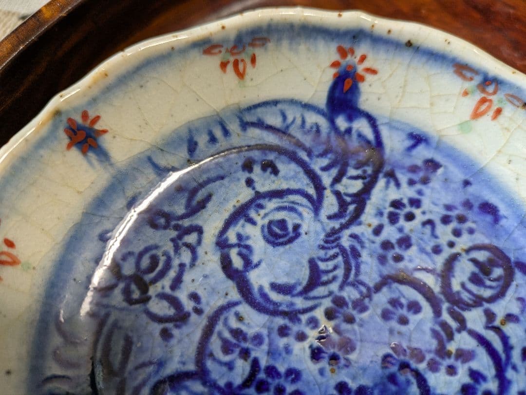 イムサエム　ウサギ手作り青い花模様皿2枚セット　市野吉紀