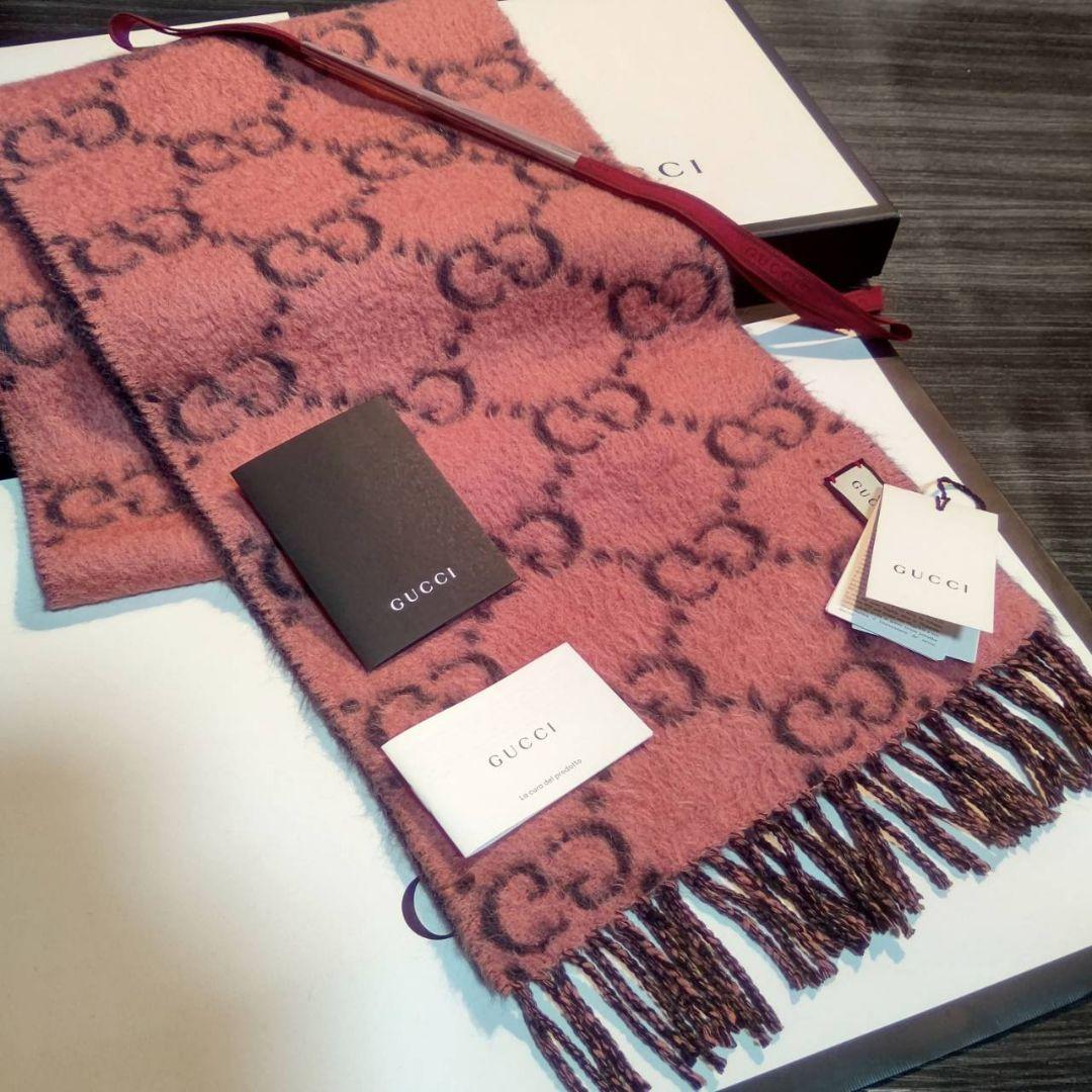 ❤美品箱付き❤GUCCI マフラー ストール スカーフ❤ピンク　アルパカ❤
