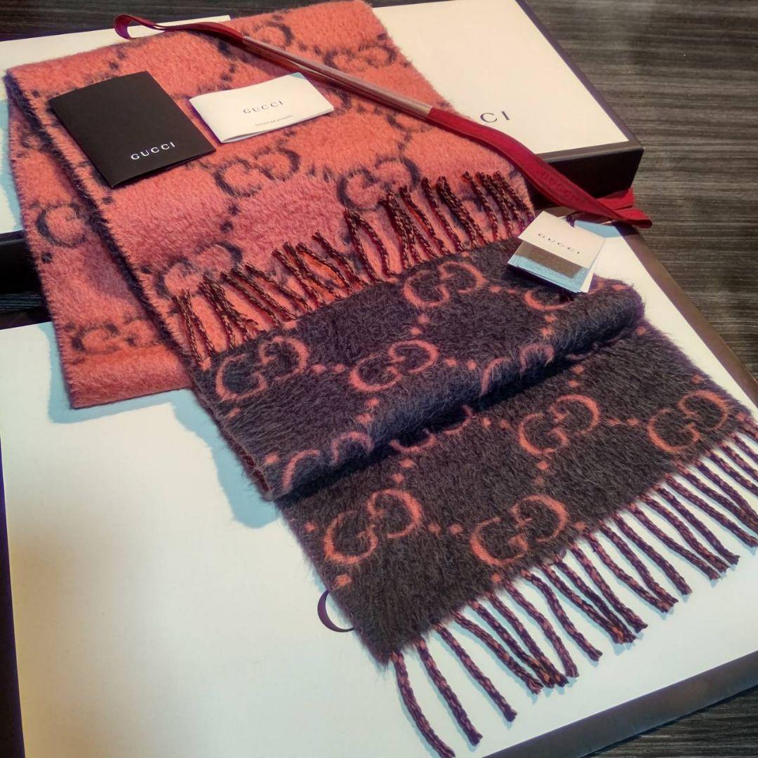 ❤美品箱付き❤GUCCI マフラー ストール スカーフ❤ピンク　アルパカ❤
