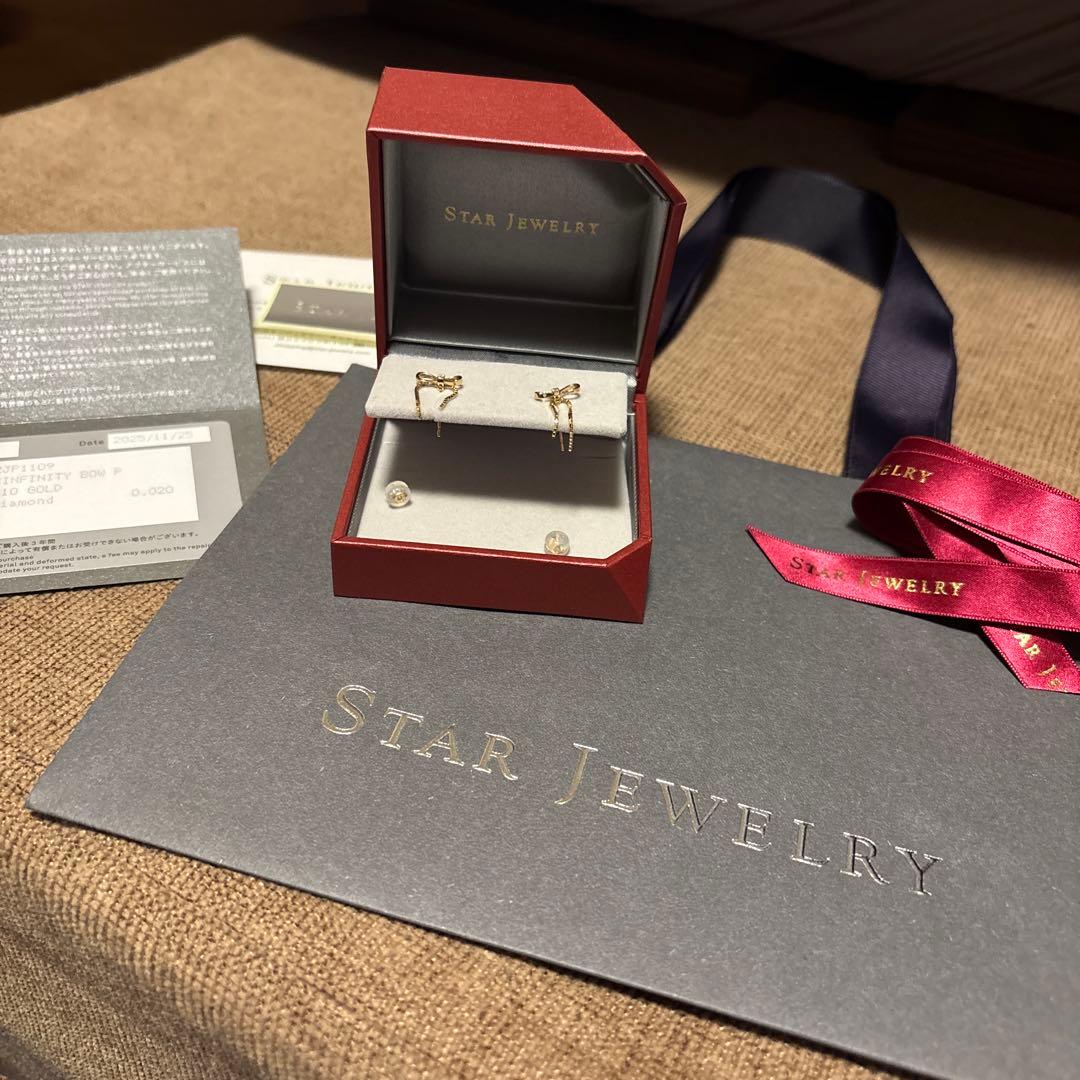 STAR JEWELRY K10ピアスwinter限定　INFINITY BOW
