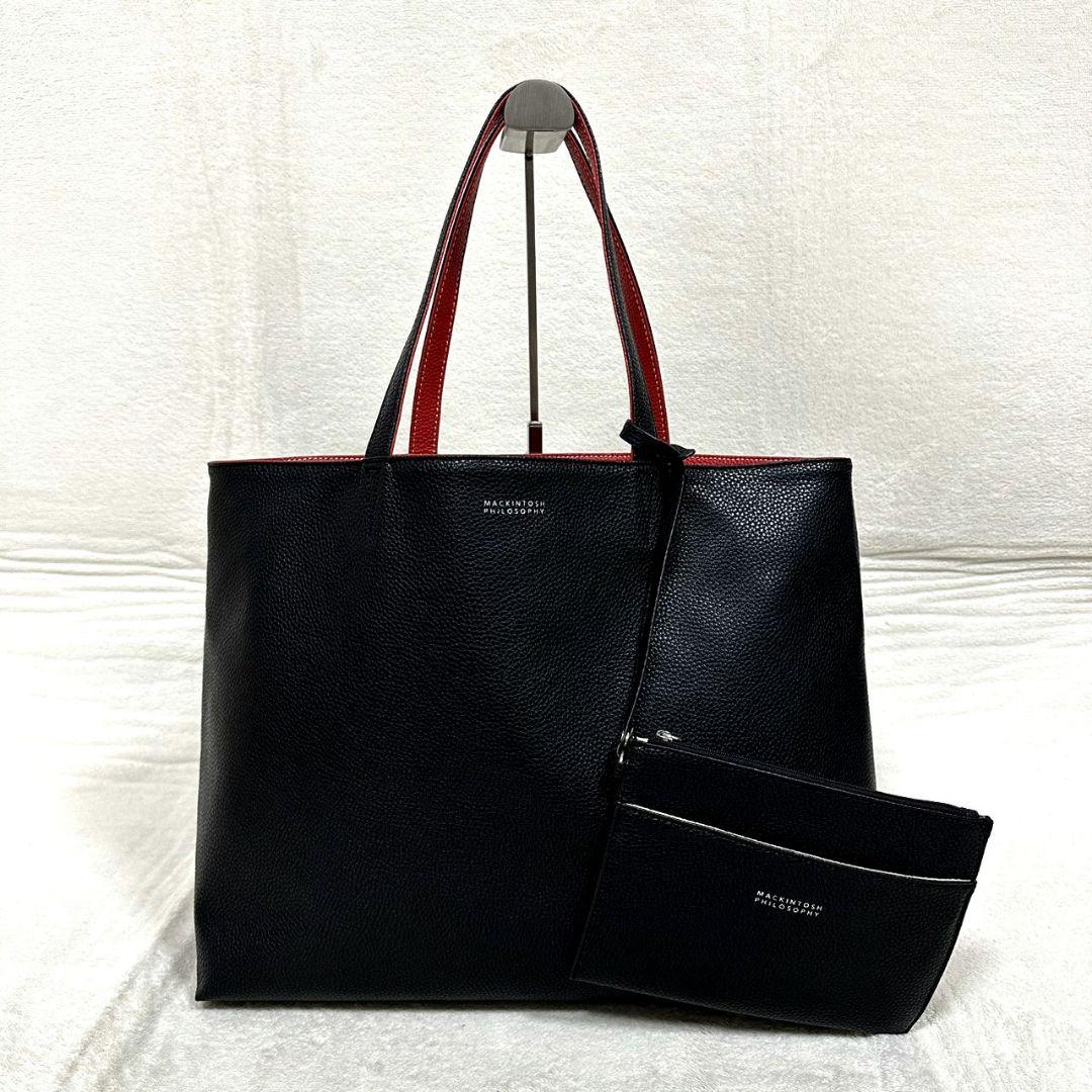 極美品 マッキントッシュフィロソフィー リバーシブル トートバッグ ポーチ付A4
