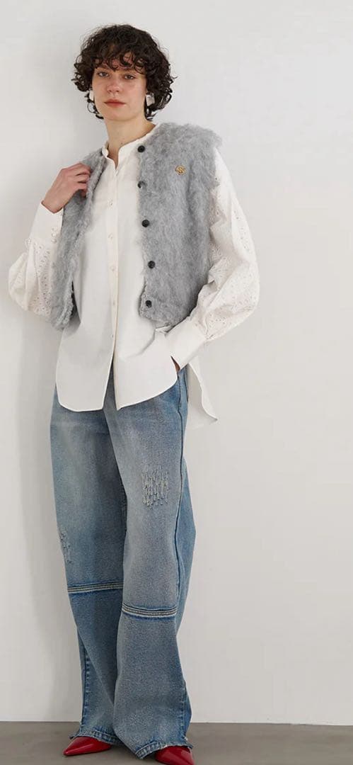 yenn イエン　FLUFFY VEST ベスト　グレー新品