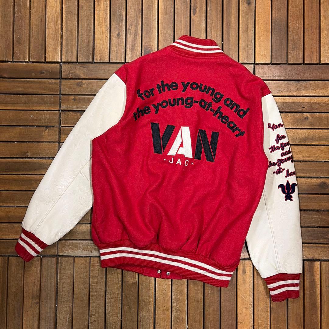 VAN JACKET ヴァンジャケット スタジャン 袖レザー 本革 アーチロゴ