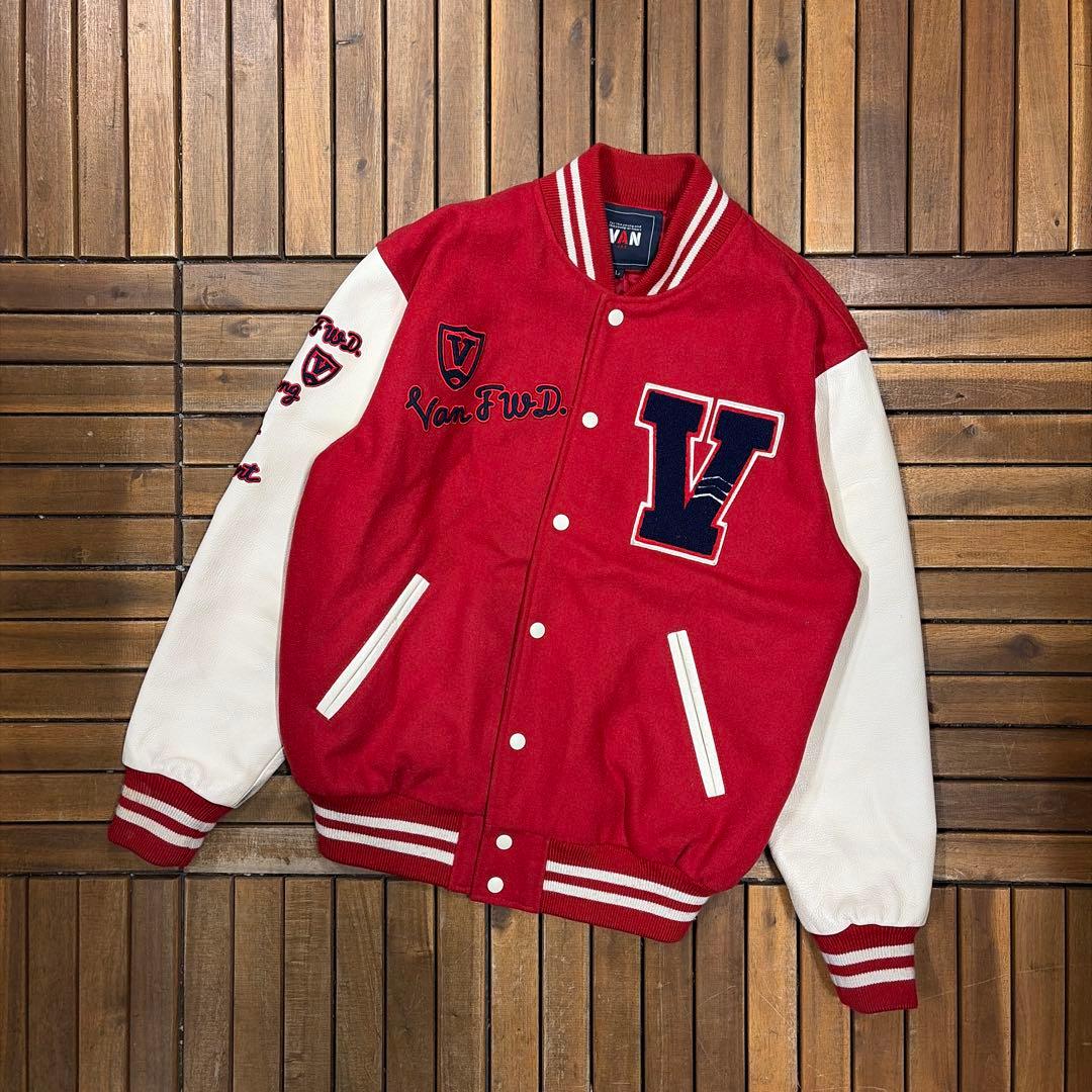 VAN JACKET ヴァンジャケット スタジャン 袖レザー 本革 アーチロゴ