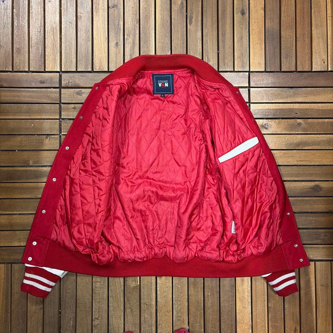 VAN JACKET ヴァンジャケット スタジャン 袖レザー 本革 アーチロゴ