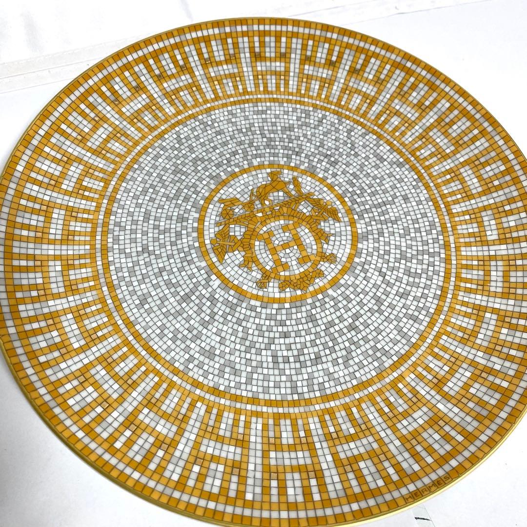 【未使用】HERMES モザイク24 ゴールド　デザートプレート21cm 2枚