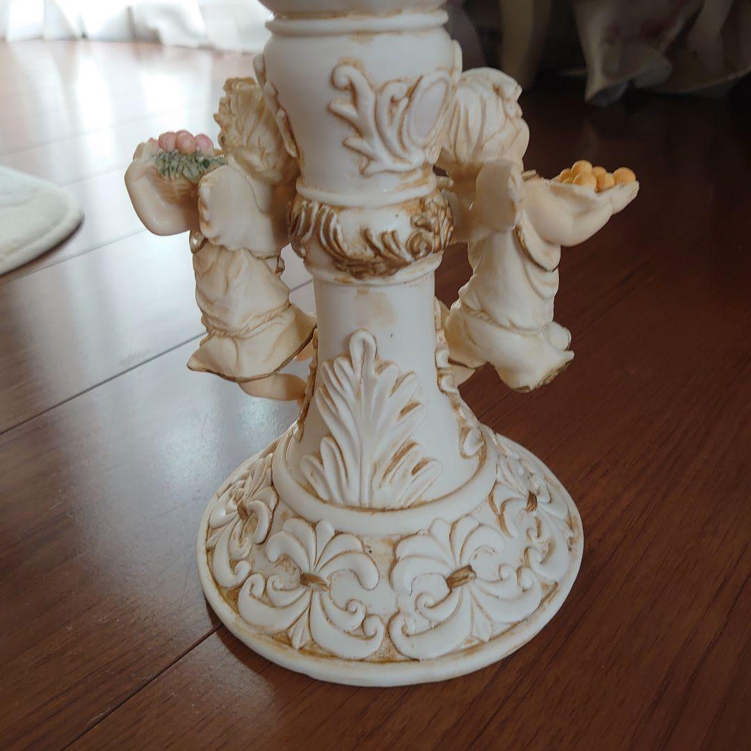 ロココ調アンティーク天使の彫刻付きガラス置物