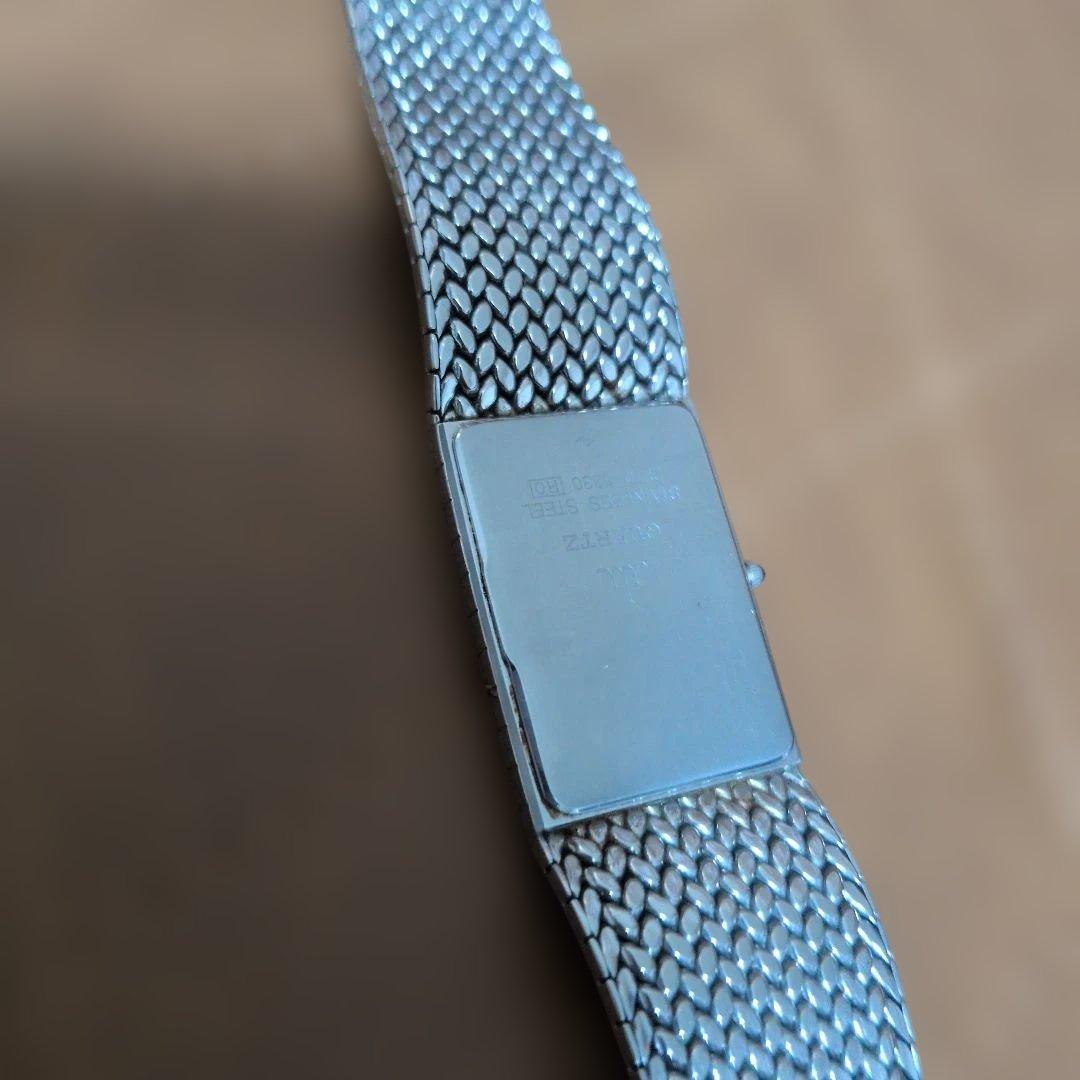 ジャンクCREDOR シルバー メッシュ ブラックダイヤル 腕時計