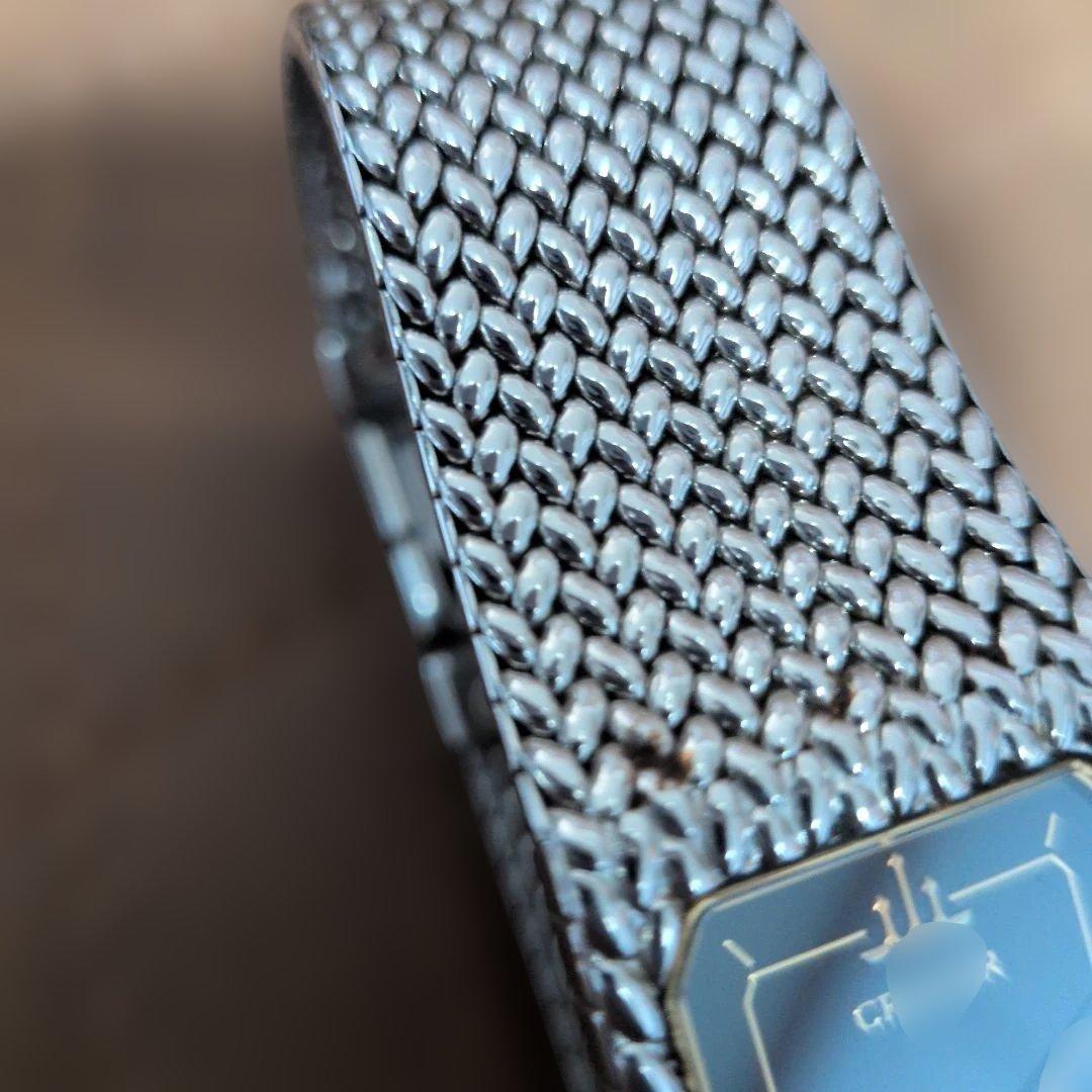 ジャンクCREDOR シルバー メッシュ ブラックダイヤル 腕時計