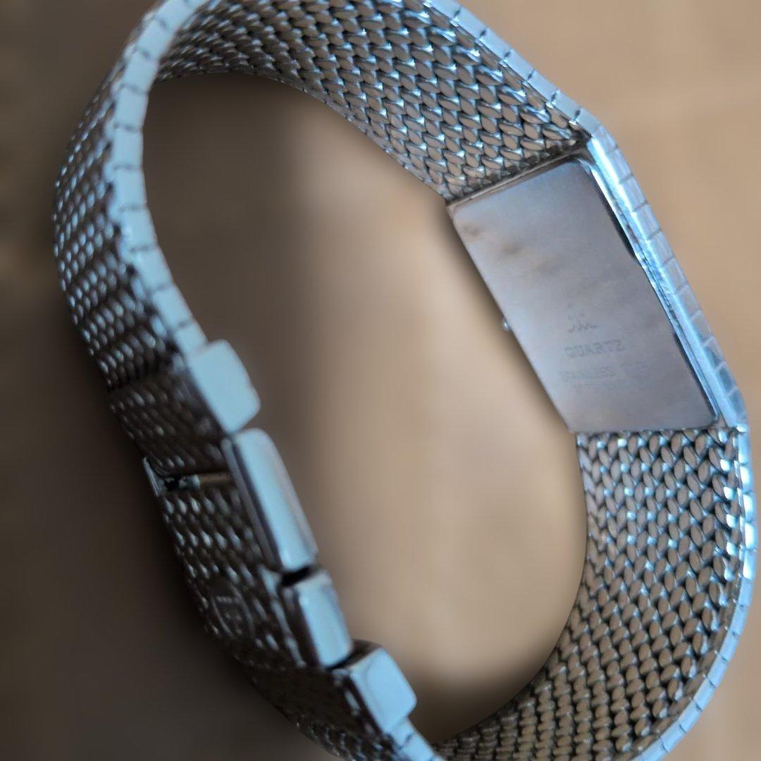 ジャンクCREDOR シルバー メッシュ ブラックダイヤル 腕時計