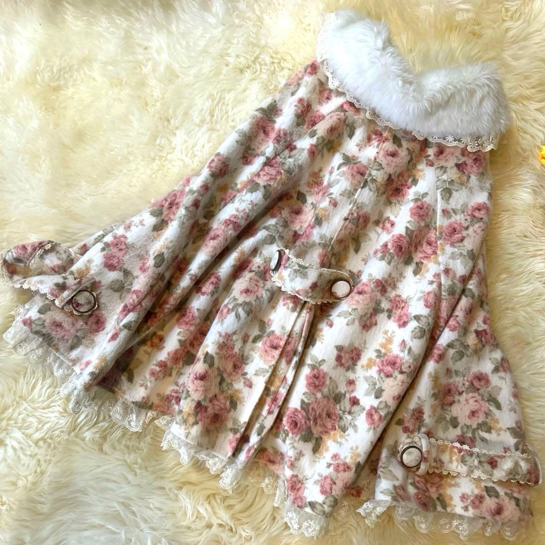 リズリサ　ポンチョ　LIZLISA ファー　花柄ポンチョ コート　レディース