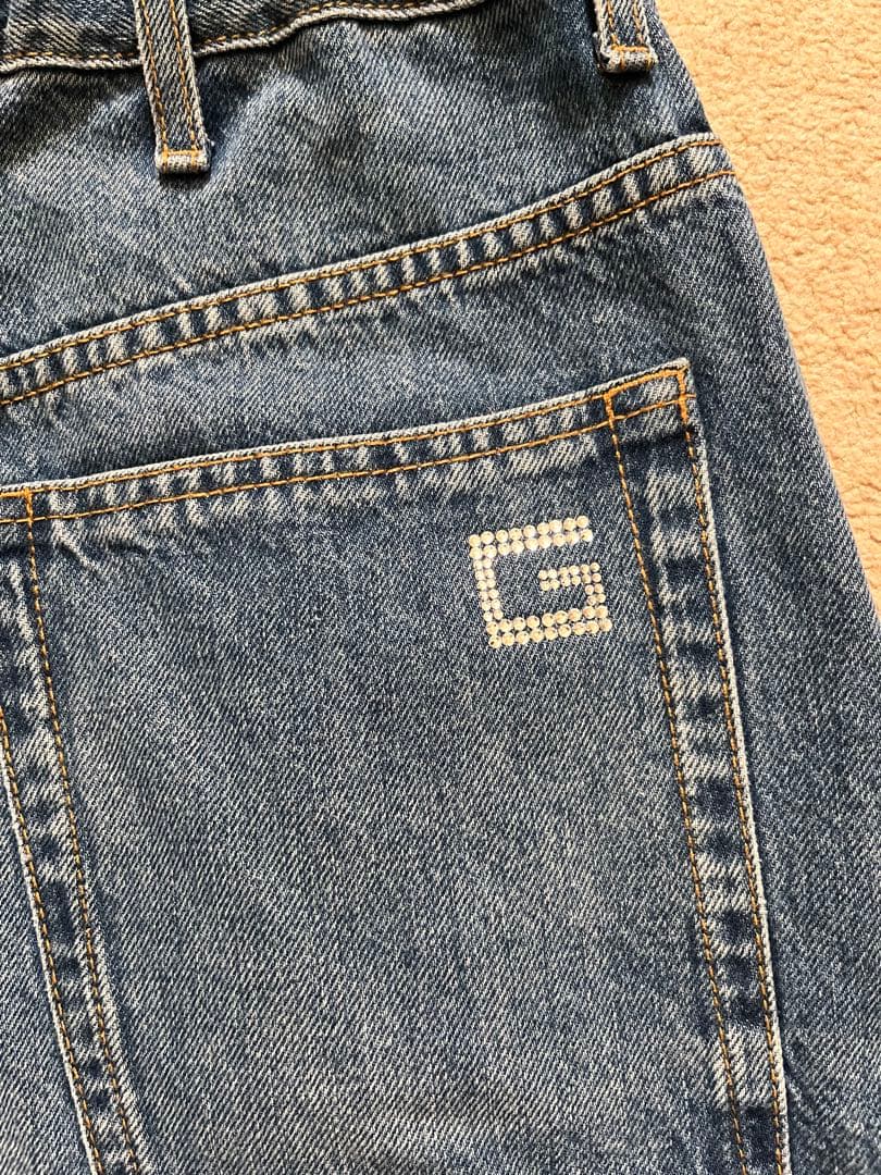 新品タグ付！グッチGUCCI★スクエアラインストーンデニムパンツ26
