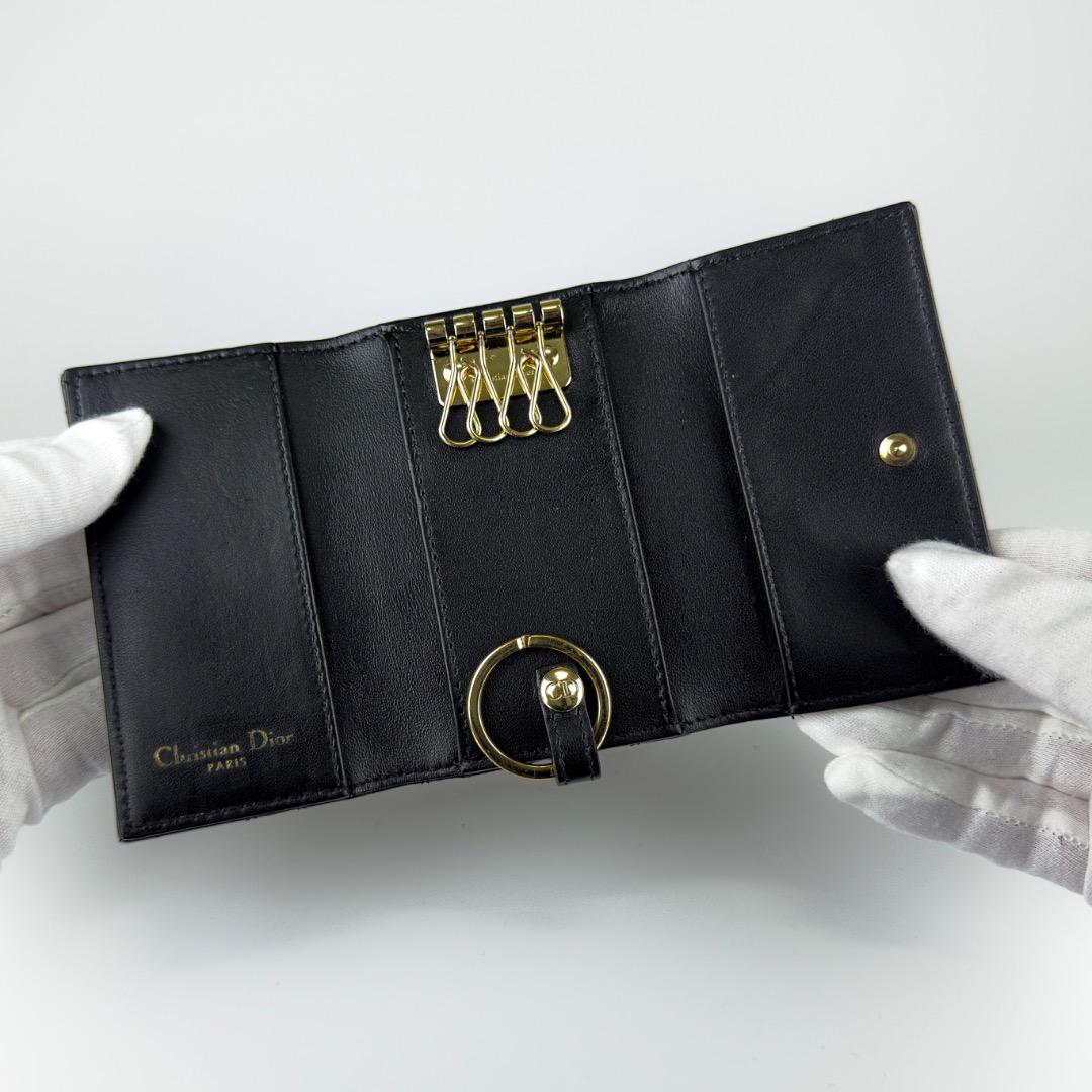 正規品　美品　Dior ディオール　カナージュ　ラムスキン　４連　キーケース