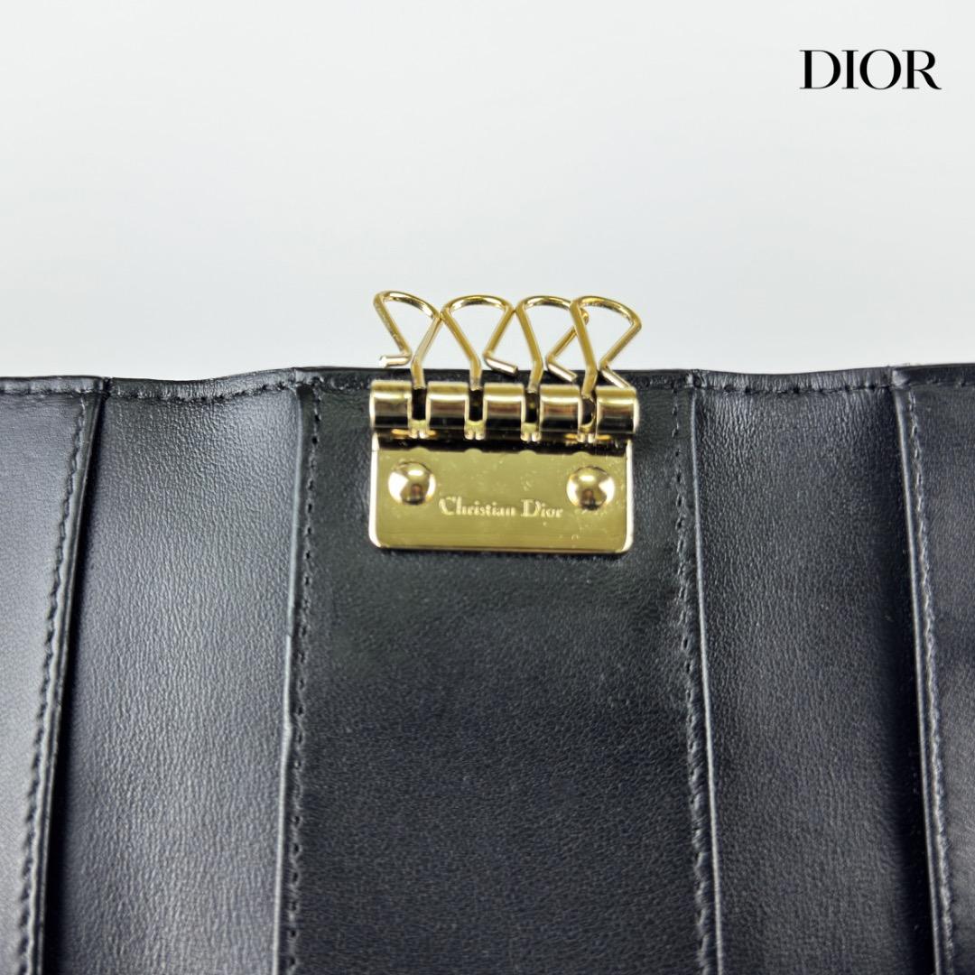 正規品　美品　Dior ディオール　カナージュ　ラムスキン　４連　キーケース