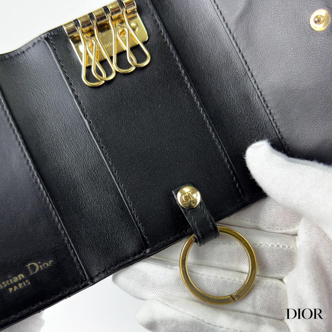 正規品　美品　Dior ディオール　カナージュ　ラムスキン　４連　キーケース