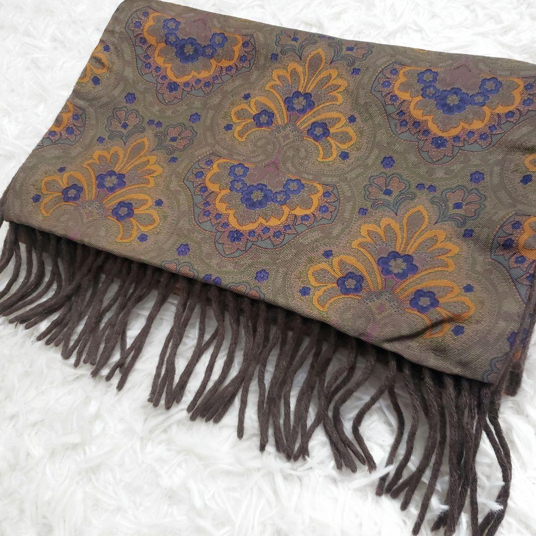 極美品✨ETRO カシミヤ×シルク生地 総柄マフラー ストール リバーシブル