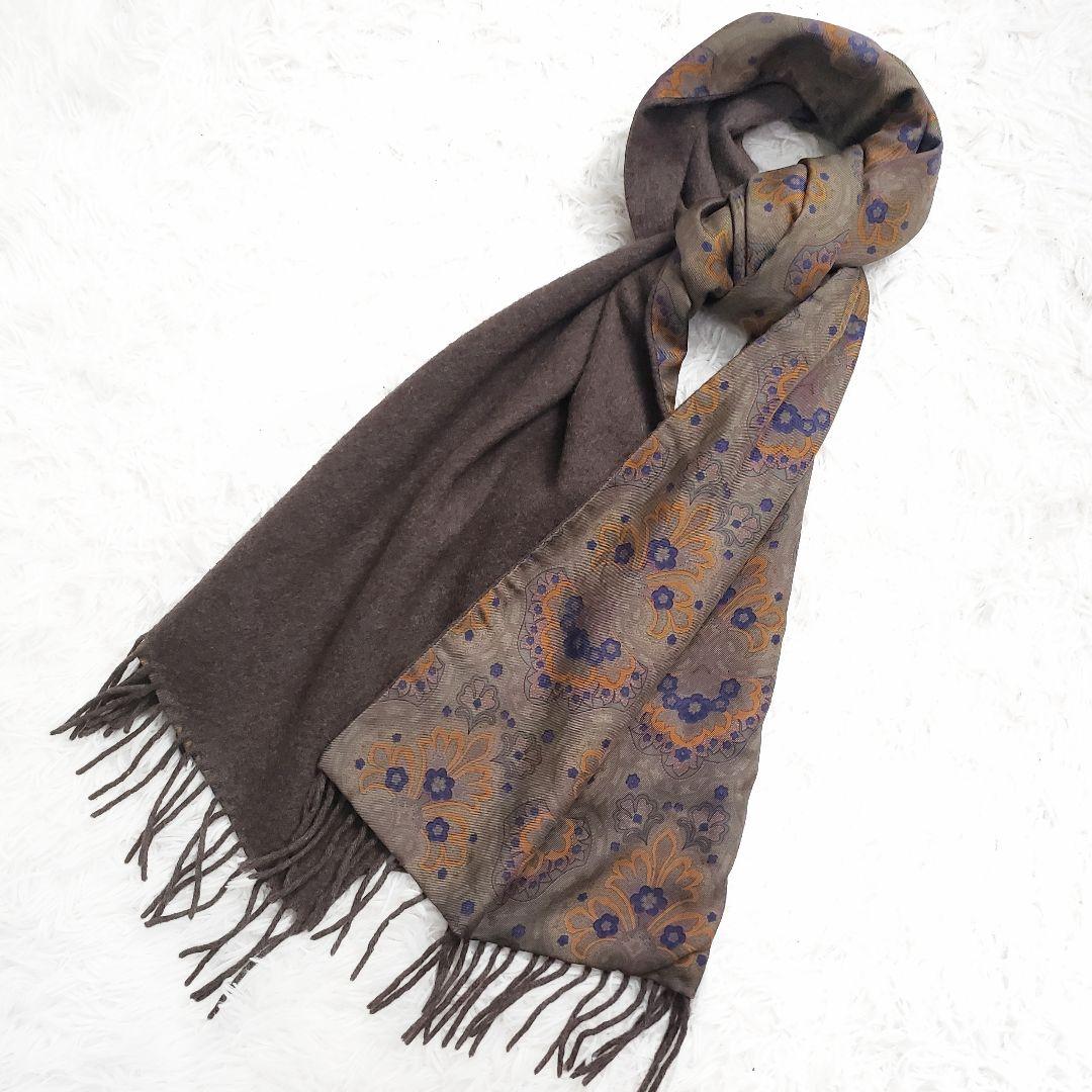 極美品✨ETRO カシミヤ×シルク生地 総柄マフラー ストール リバーシブル