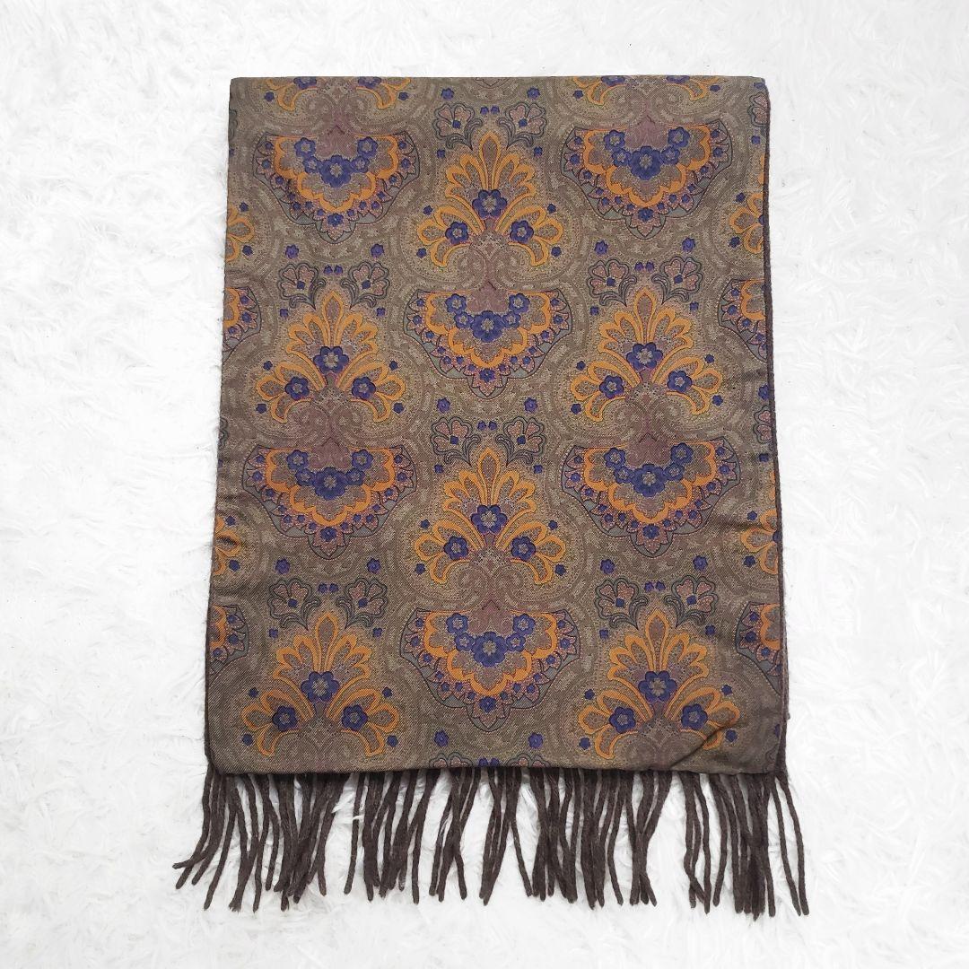 極美品✨ETRO カシミヤ×シルク生地 総柄マフラー ストール リバーシブル