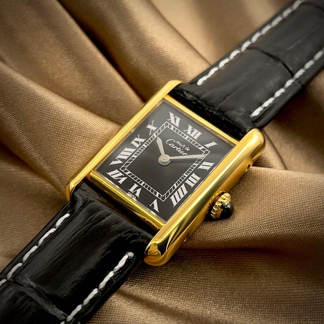 T166 カルティエ ヴェルメイユ マストタンクSM オニキスローマン 手巻き