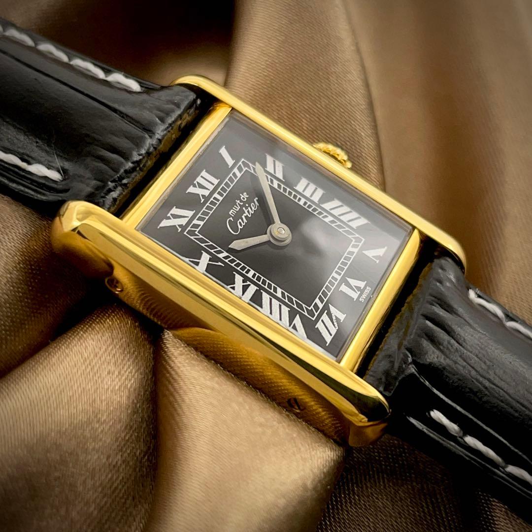 T166 カルティエ ヴェルメイユ マストタンクSM オニキスローマン 手巻き