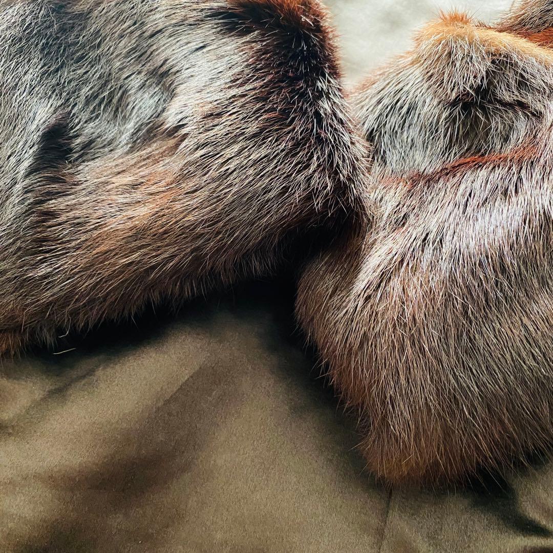 着丈111cm! デミバフミンク マキシ丈 リアルファー 毛皮コート ブラウン