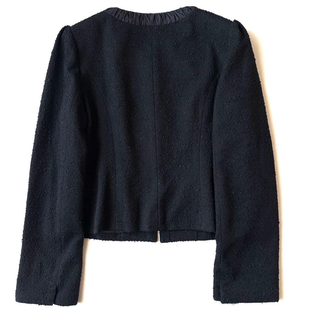 トゥービーシック ツイード ノーカラージャケット 大きいサイズ セレモニー 紺