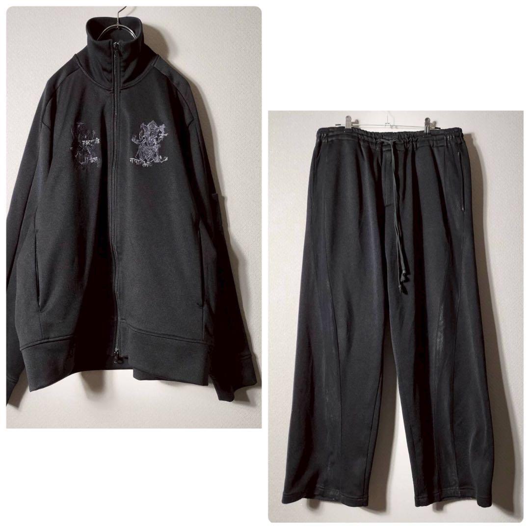 サイト ヨウジヤマモト ジャージ上下 セットアップ トラックジャケット 刺繍 黒