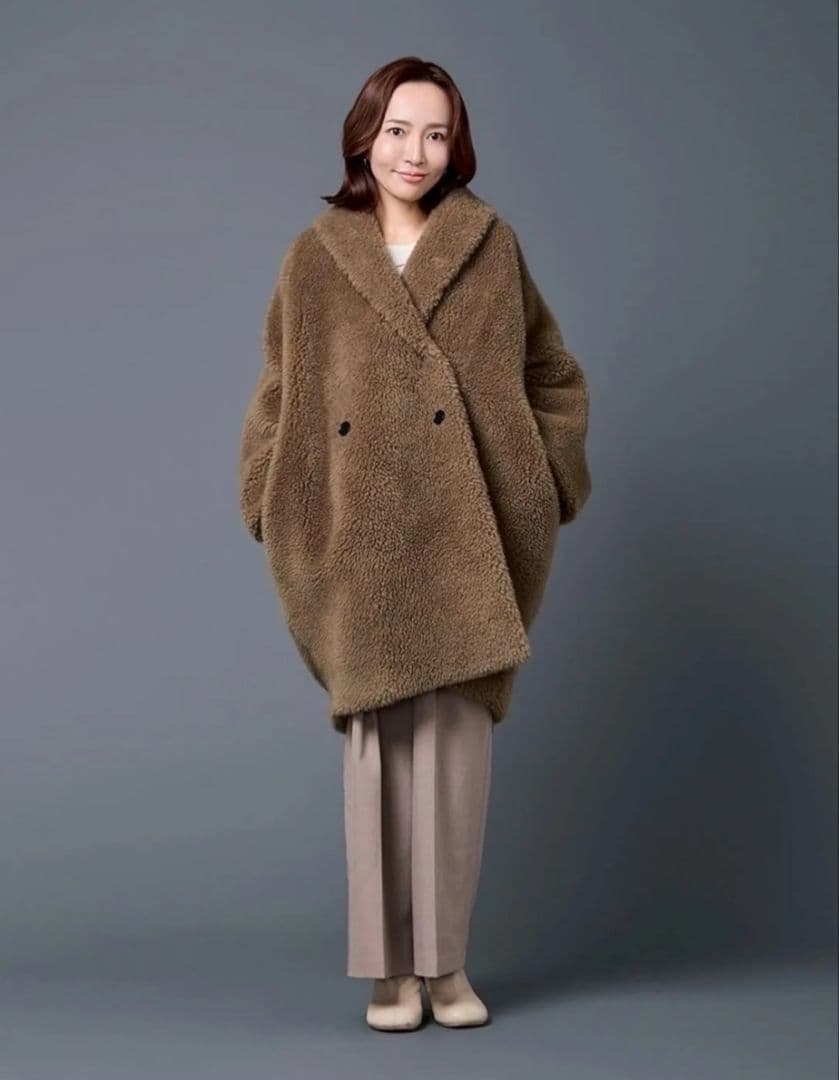 ubig アルパカコクーンコート カーキブラウン フリーサイズ