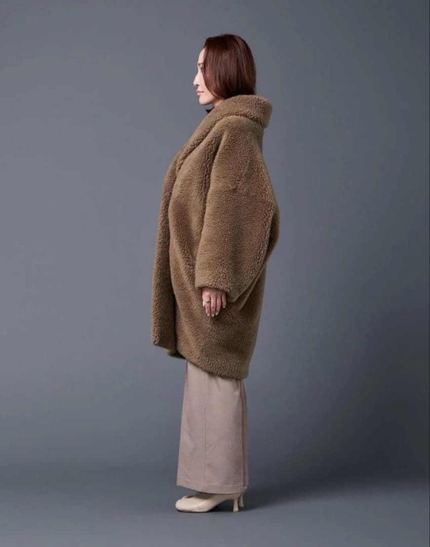 ubig アルパカコクーンコート カーキブラウン フリーサイズ