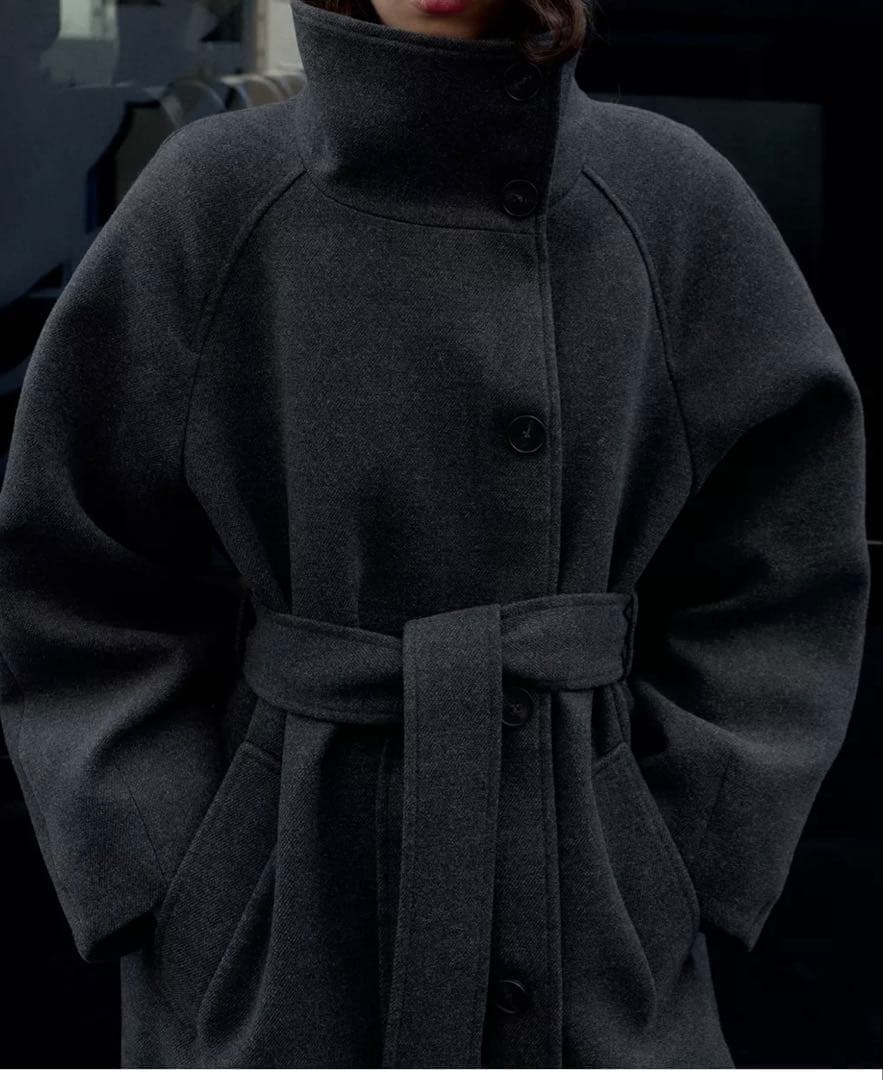 完売品！ZARA ソフトハイネックベルトコート