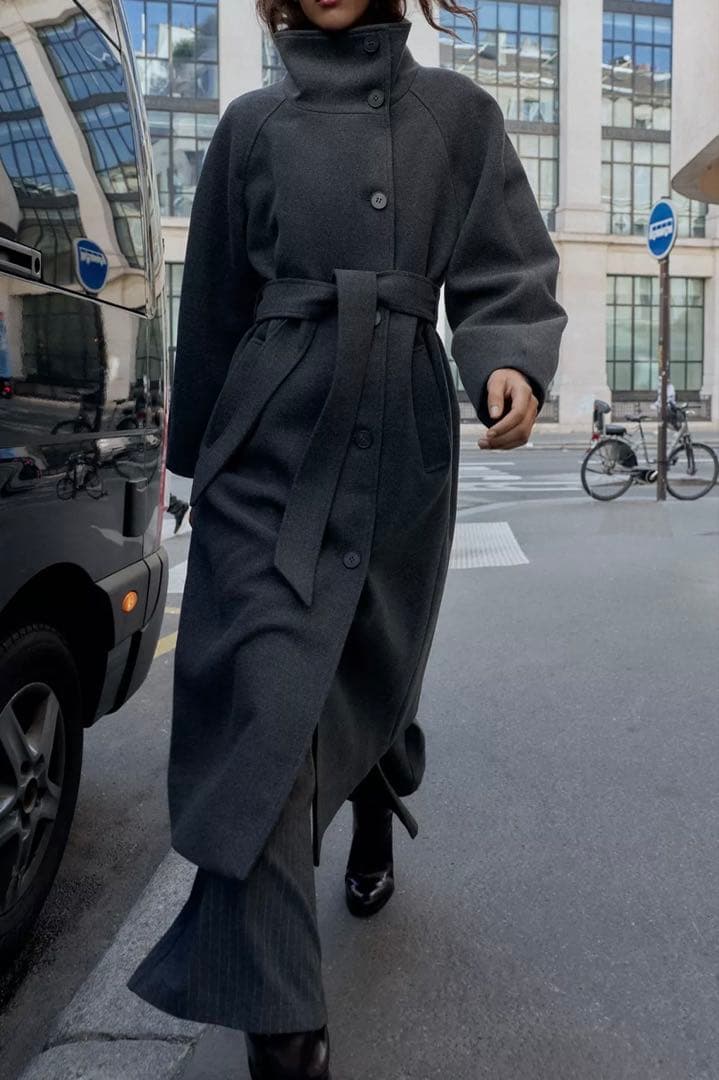 完売品！ZARA ソフトハイネックベルトコート