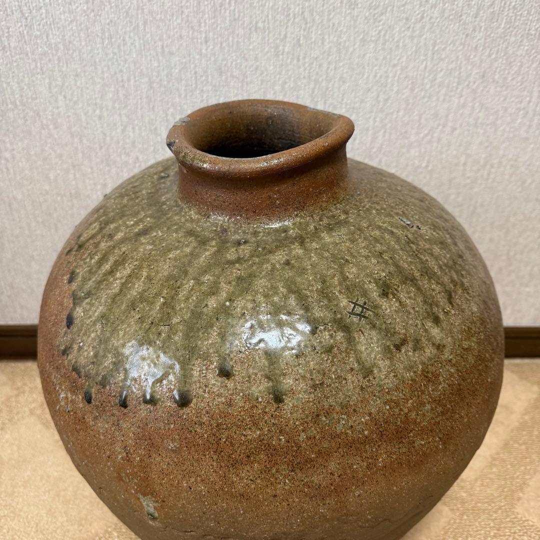 古丹波 大壺 室町後期 自然釉 猫掻き 窯印 古備前 古信楽 古越前 古常滑