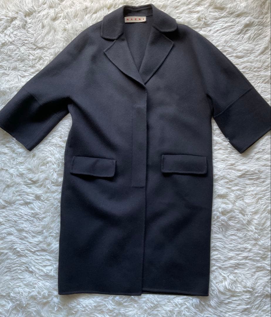 Marni ウール カシミヤ アンゴラ ダブルフェイス 7分袖 チェスターコート