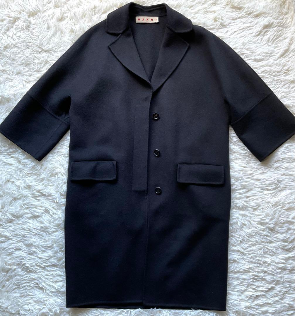 Marni ウール カシミヤ アンゴラ ダブルフェイス 7分袖 チェスターコート