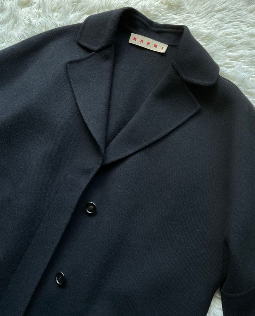 Marni ウール カシミヤ アンゴラ ダブルフェイス 7分袖 チェスターコート