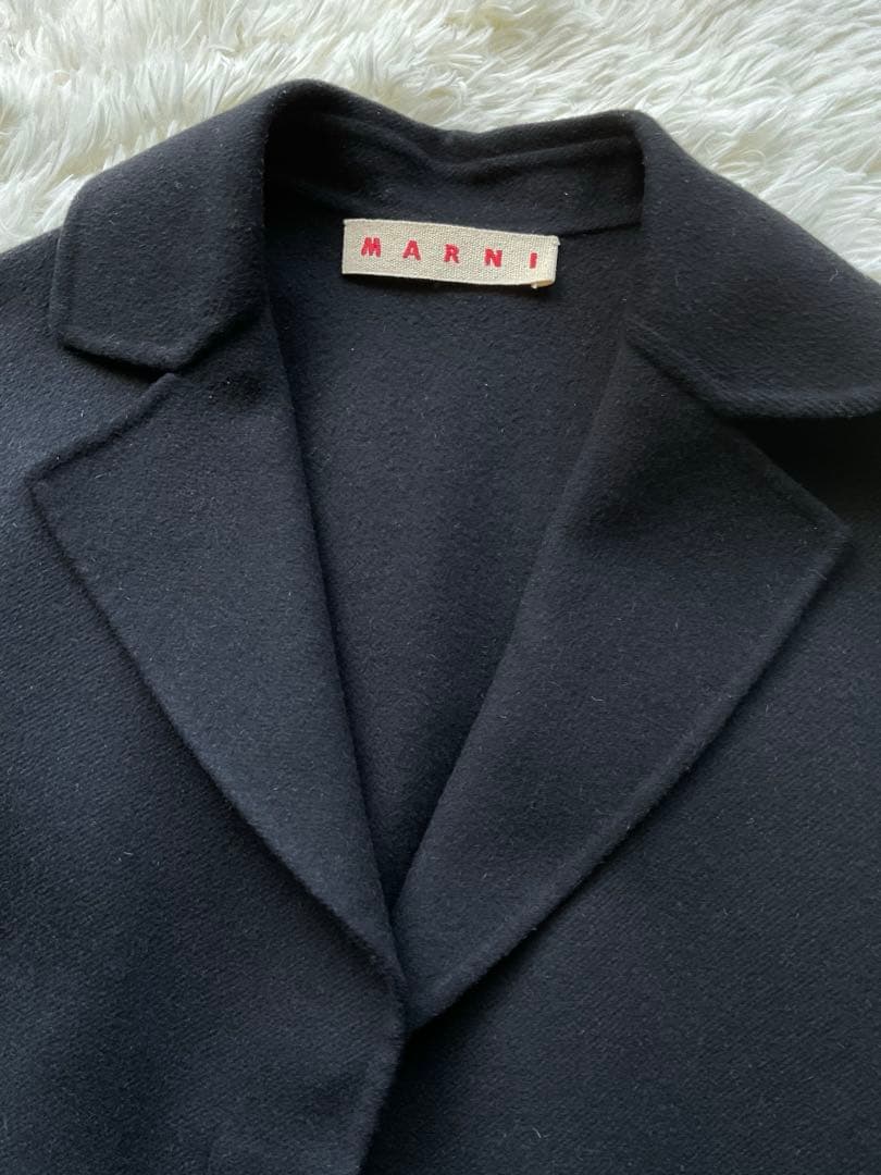 Marni ウール カシミヤ アンゴラ ダブルフェイス 7分袖 チェスターコート