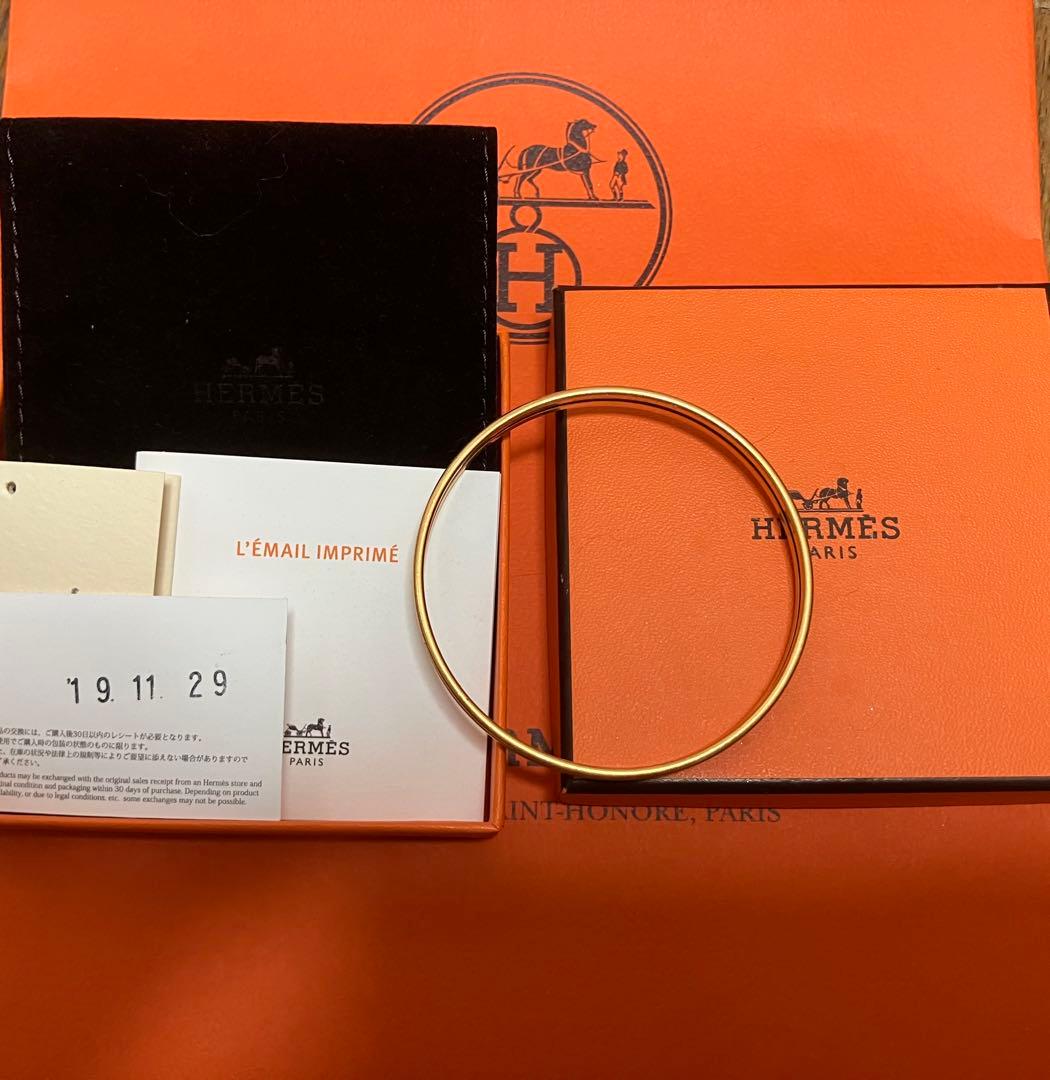 HERMEエルメス エナメルブレスレット ユニ バングルGPメッキ ゴールド