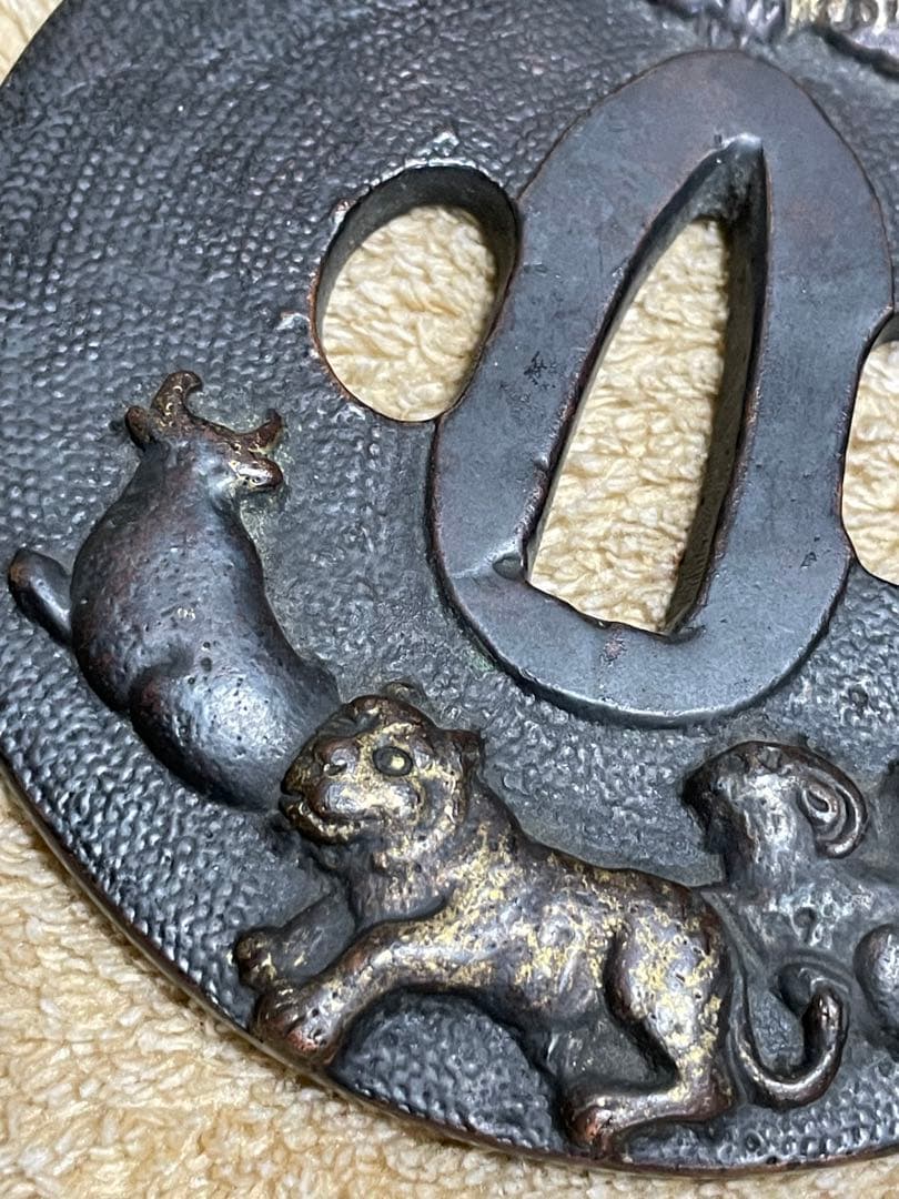 ■江戸後期金工師在銘赤銅鍔■明治期■鍔■日本刀　武具　刀装具　古美術　武士　縁起