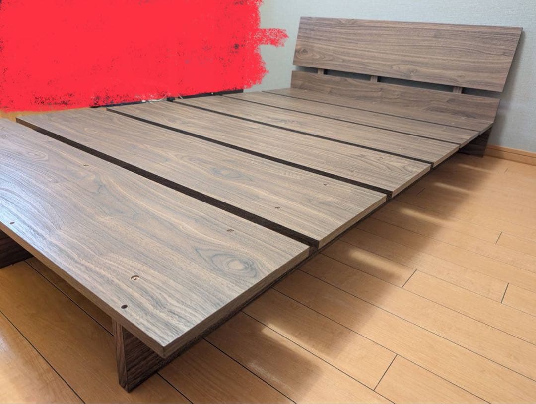 【送料込】LOWYA ベッドフレーム ウォルナット