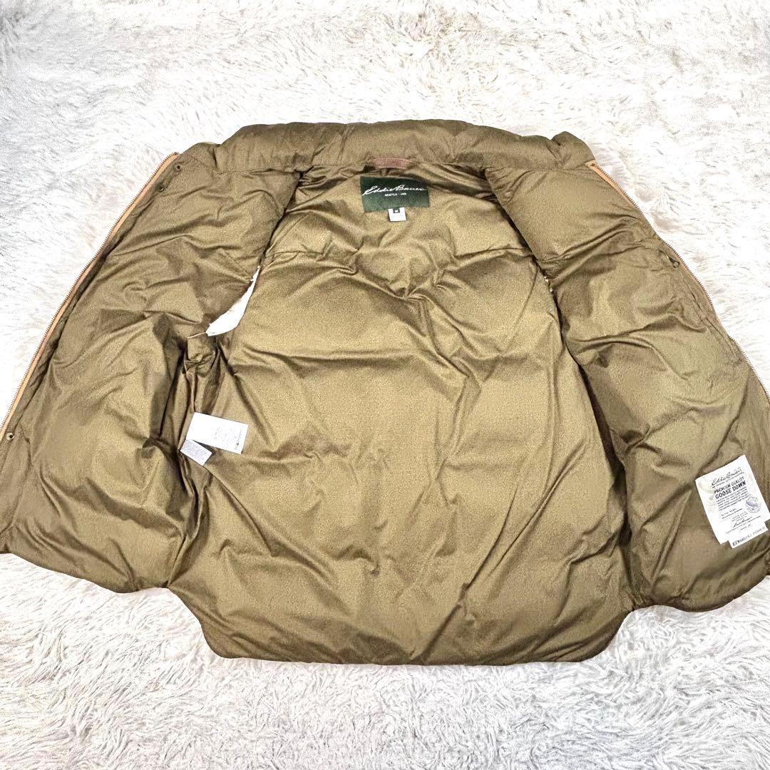 エディバウアー レザー ヨークグースダウンベスト ベージュ ブラウン M 650