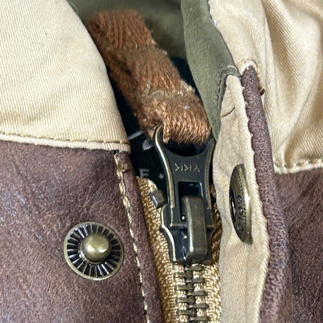 エディバウアー レザー ヨークグースダウンベスト ベージュ ブラウン M 650