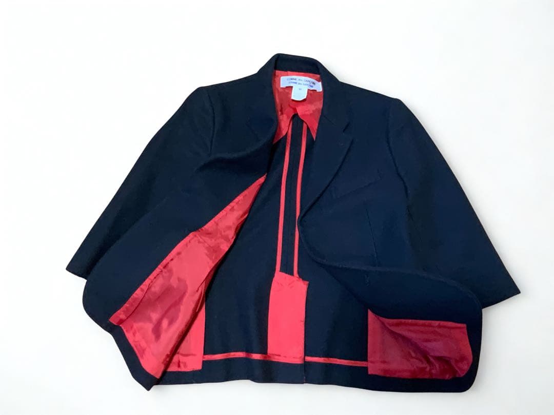 Comme des garçons 黒 七分袖 ウール テーラードジャケット M