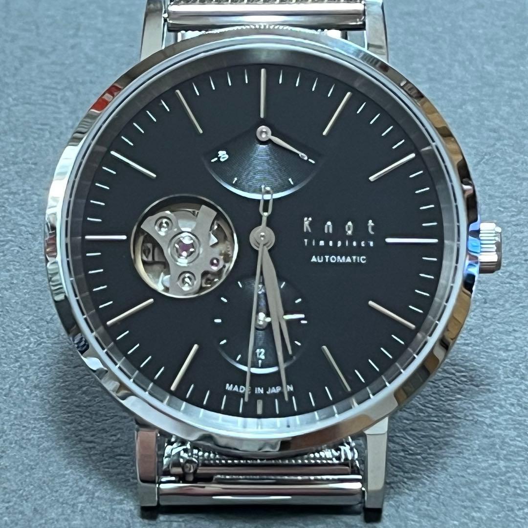 【週末セール】Knot 腕時計 自動巻 オープンハート CAP-38SVBK