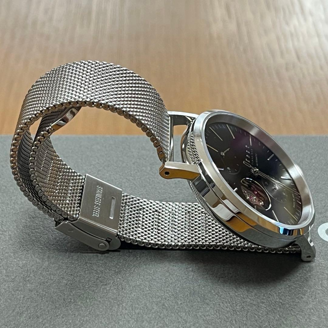 【週末セール】Knot 腕時計 自動巻 オープンハート CAP-38SVBK